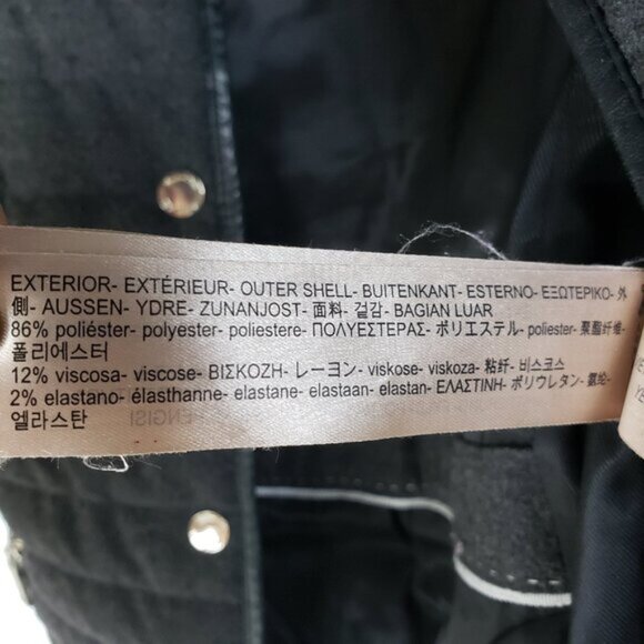 Massimo Dutti Puffer Vest Snap Buttons size XS Black/ Gray Leather Trim - Picture 13 of 15